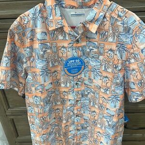Columbia Orange and Blue Men's Casual Shirt